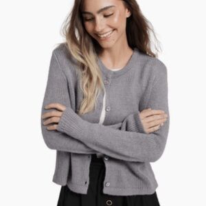 Nia Revolve Ariana wool blend knit boxy cardigan sweater women’s Gray plus NWT!